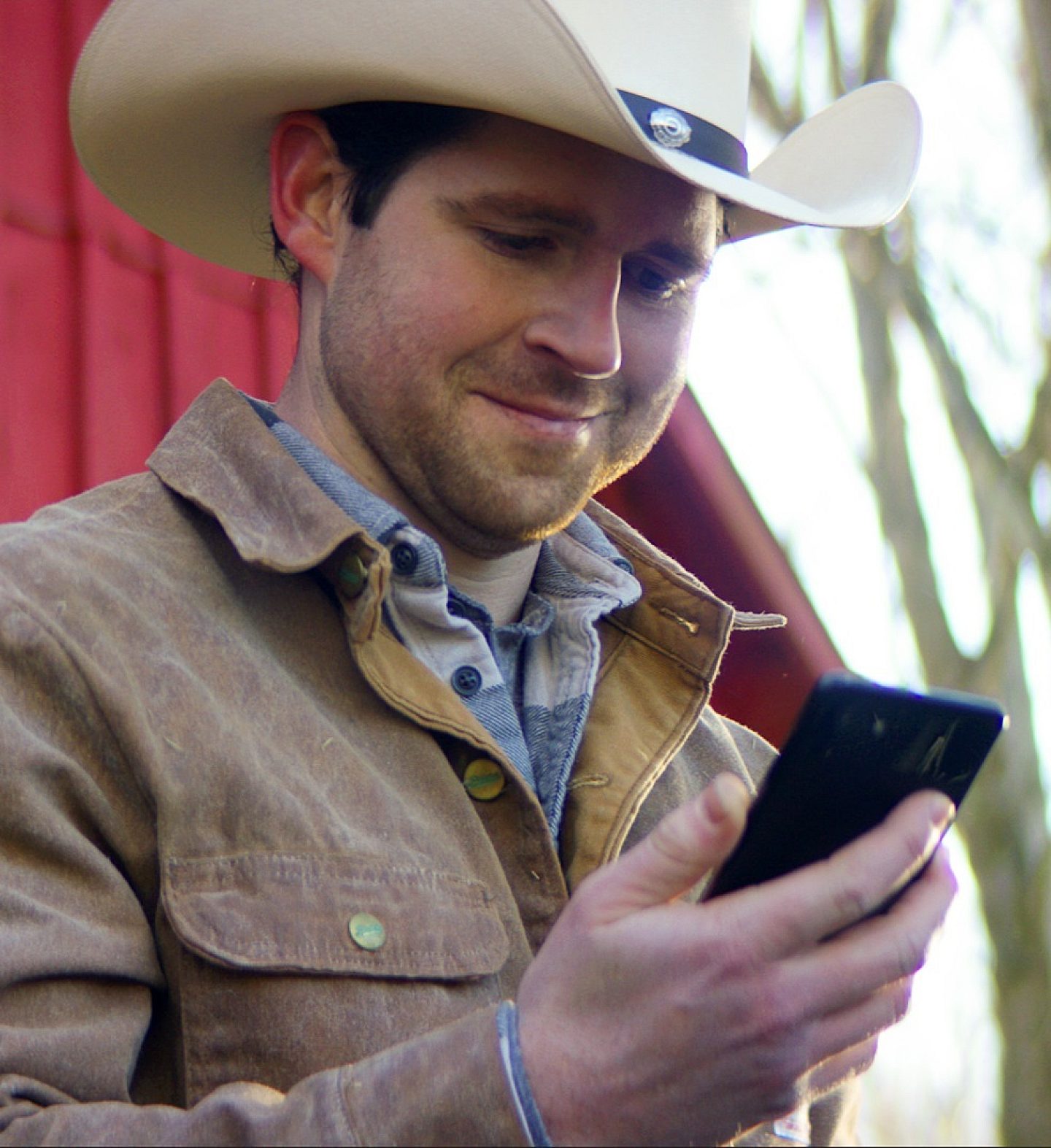 Cowboy On Phone Cropped 3