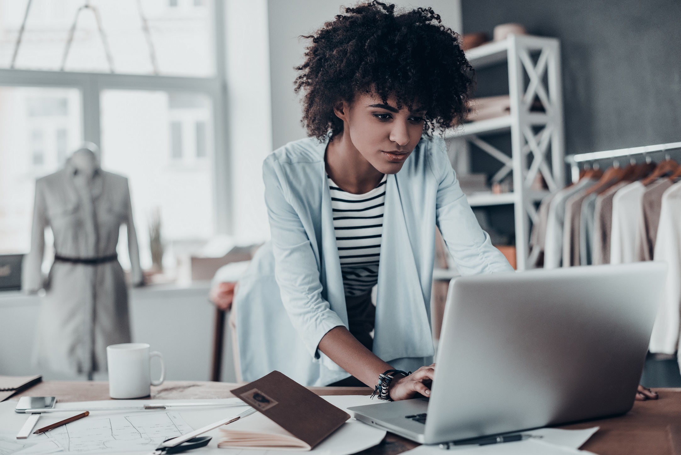 Woman working on a computer